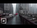 Rainy Day in Downtown Chicago, Light Thunderstorm and City Sounds