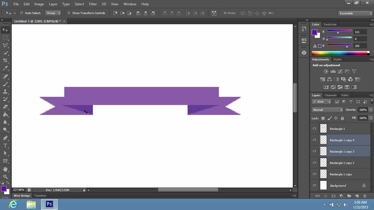 How to Make Ribbon Banner in Photoshop CS6 - YouTube