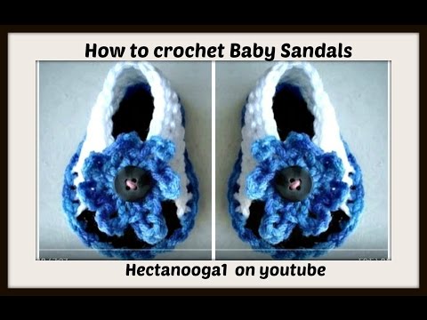 HOW TO CROCHET BABY SANDALS (blue and white) - YouTube