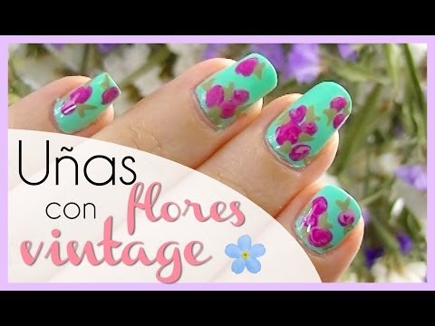 uñas vintage floreadas paso a paso