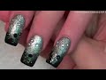 Hella Saucy Black and Silver diamond Ombre Nails -