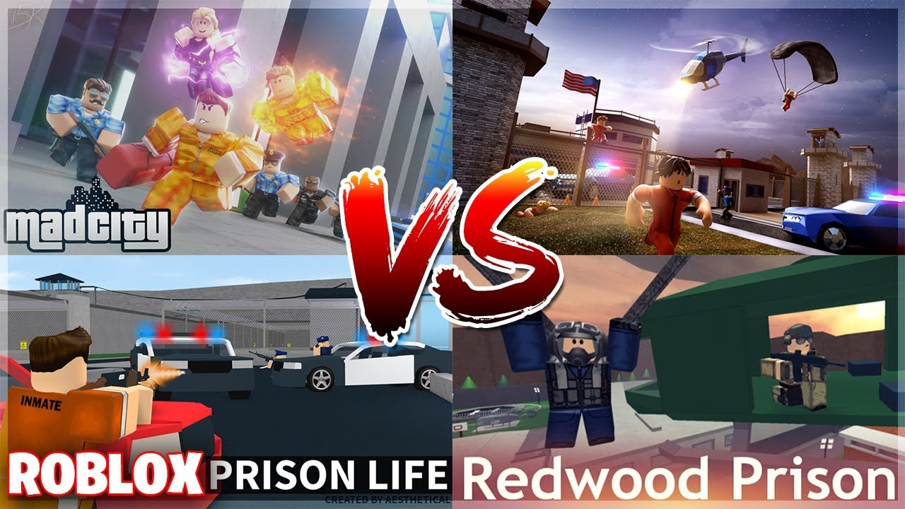 Madcity Vs Jailbreak Vs Prisonlife Vs Redwood Prison Roblox