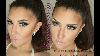 Pliegue Marcado con Brillos - Maquillaje del rostro completo