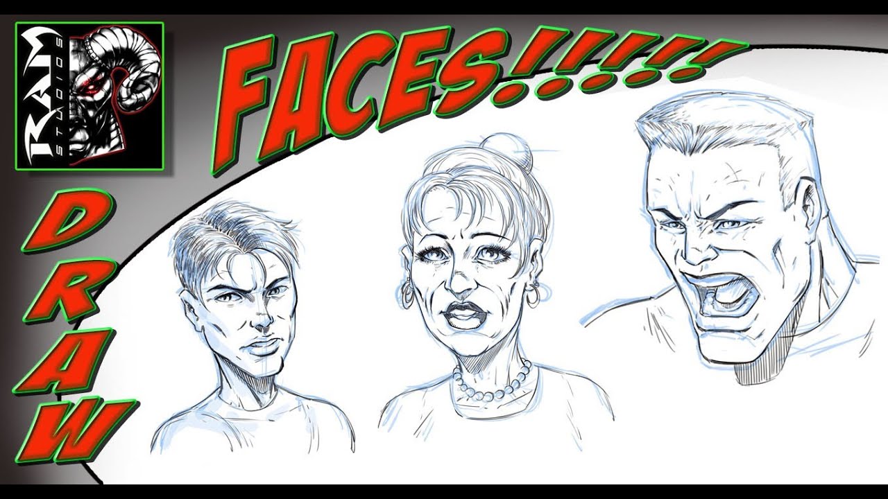 Drawing Comic Book Faces - Various Characters - YouTube