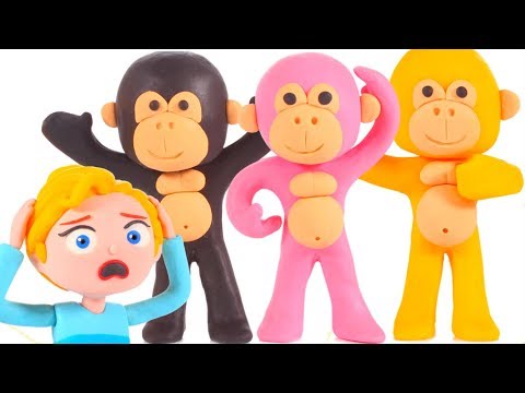 FUNNY KIDS DRESS AS GORILAS ❤ Play Doh Cartoons For Kids