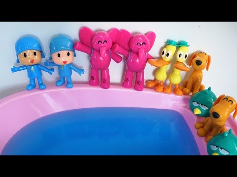 Twin Pocoyo and Friends Jumping on the Pool - Funny Song Compilation
