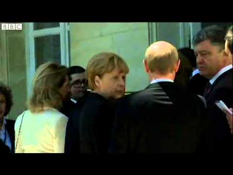 For the first time since his election, Ukrainian President-elect Petro Poroshenko has met with Russian President Vladimir Putin.

French officials said that during the informal talks, before lunch at D-Day celebrations, they agreed to hold discussions on a ceasefire in eastern Ukraine.