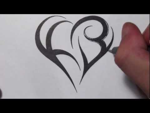 How To Create a Heart Using Letters - Tribal Initials Tattoo Design