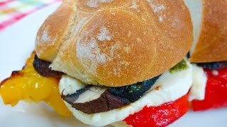 【猫と料理】グリル野菜とモッツァレラチーズのサンド Cooking with Cats - Grilled Veggie and Mozzarella Sandwiches