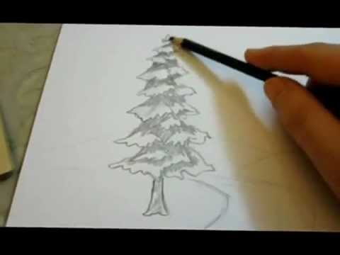 Tree Pencil Drawing Landscape Tutorial - YouTube