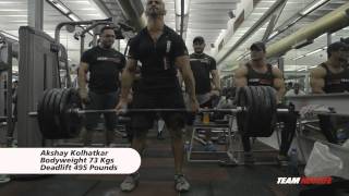 akshay kolhatkar - deadlifts 495 lbs x 2 at 73 kgs BW