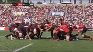 Japan win scrum against the head vs Wales 2013