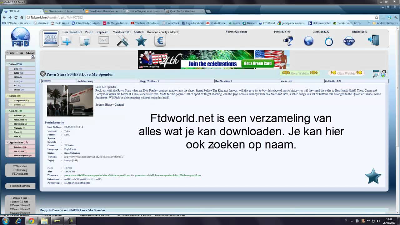 Downloaden met newsgroups/nieuwsgroepen Grabit FtdWorld Nzb Tutorial ...