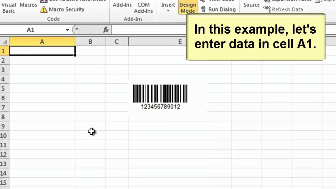 How to Create Barcodes in Microsoft Excel 2010 using the Barcode