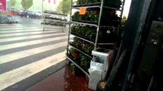 Norddeutschland: Gewitter bei Hornbach - Blumenkästen werden weggeweht (09.05.2014)