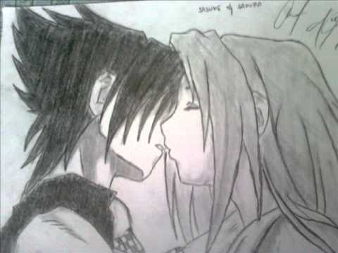 How to draw Sasuke and Sakura-(kissing) - YouTube