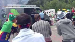 Alpe d'huez 2013. Foiled protest against Chris Froome