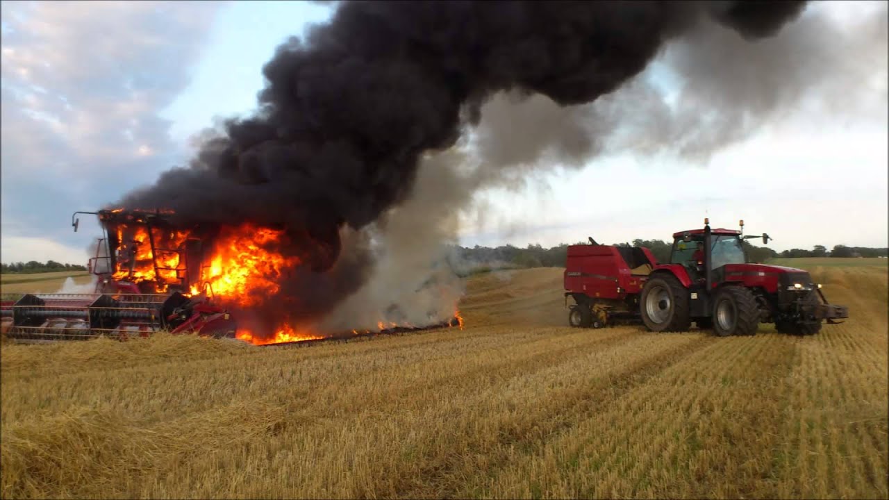 case ih combine 2188 AXIAL-FLOW 2012 on fire 2012 - YouTube