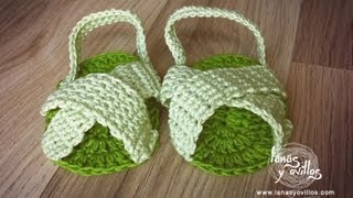 Tutorial Sandalias BebÃ© Crochet Baby Sandals (English subtitles)
