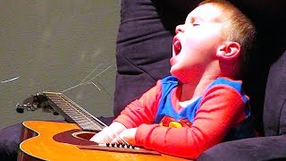 KID GETS ARM STUCK IN GUITAR!