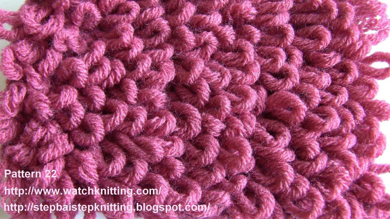 (Loop stitch) - Embossed Knitting Patterns- Free Knitting Tutorials - Watch K...