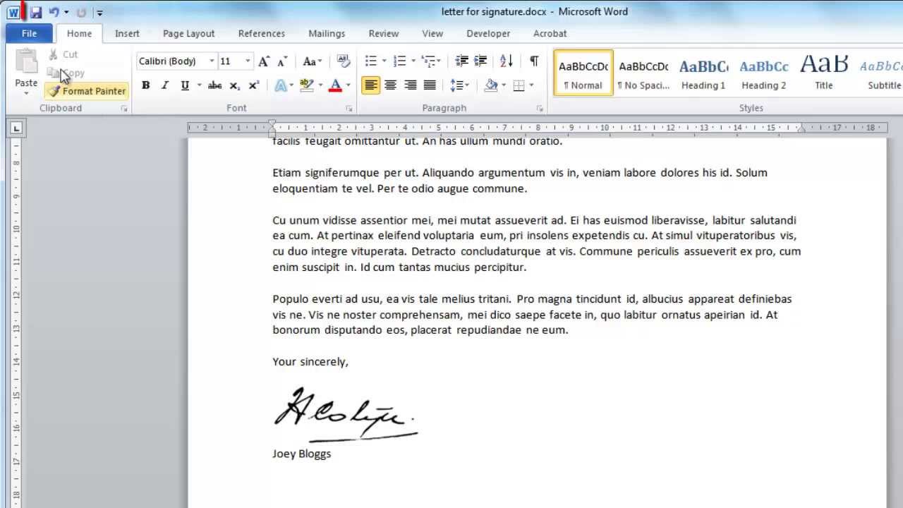 how to insert a signature in word for mac