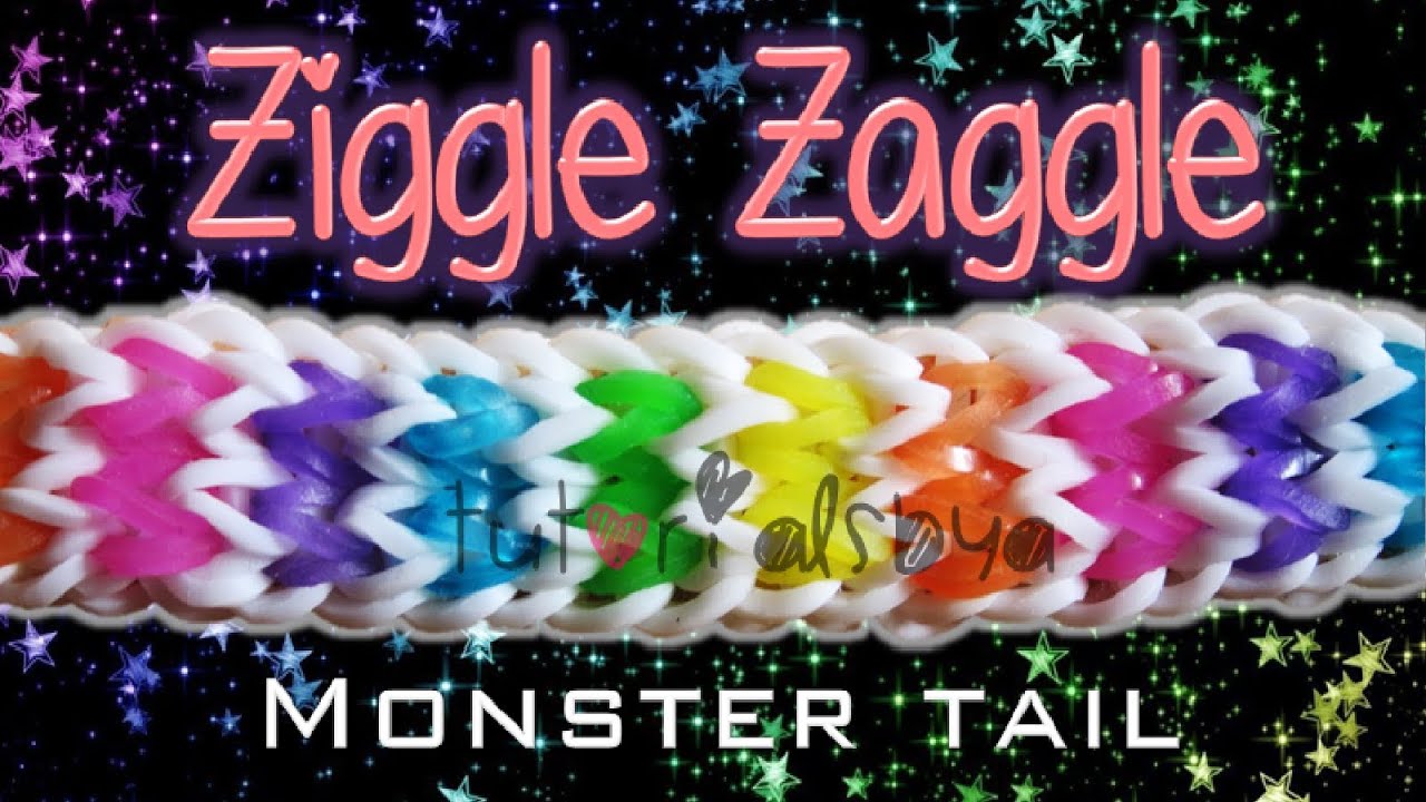 NEW Ziggle Zaggle MONSTER TAIL Rainbow Loom Bracelet Tutorial YouTube