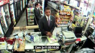 Funny President Obama Shops for "couponed" cigarette at a convient store