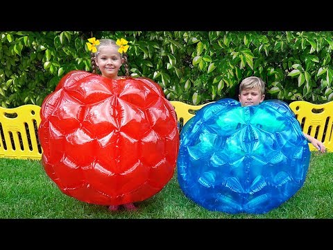 Diana and Roma play Outdoor Games and have fun with Dad