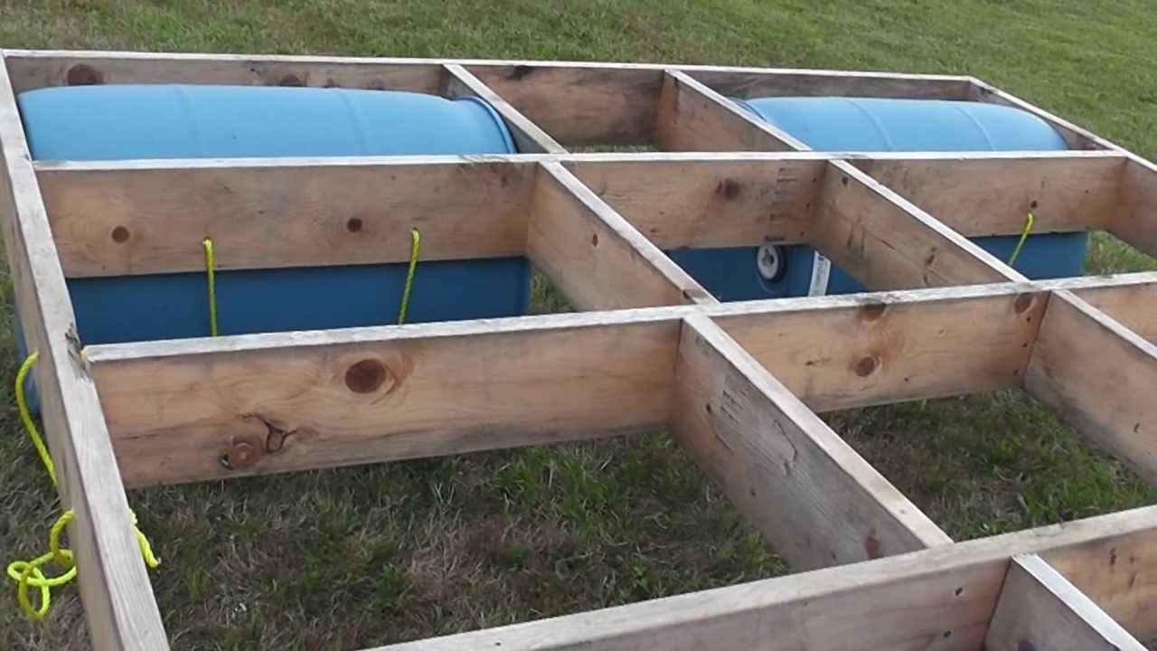 Building a floating raft (using barrels) with children's slide 