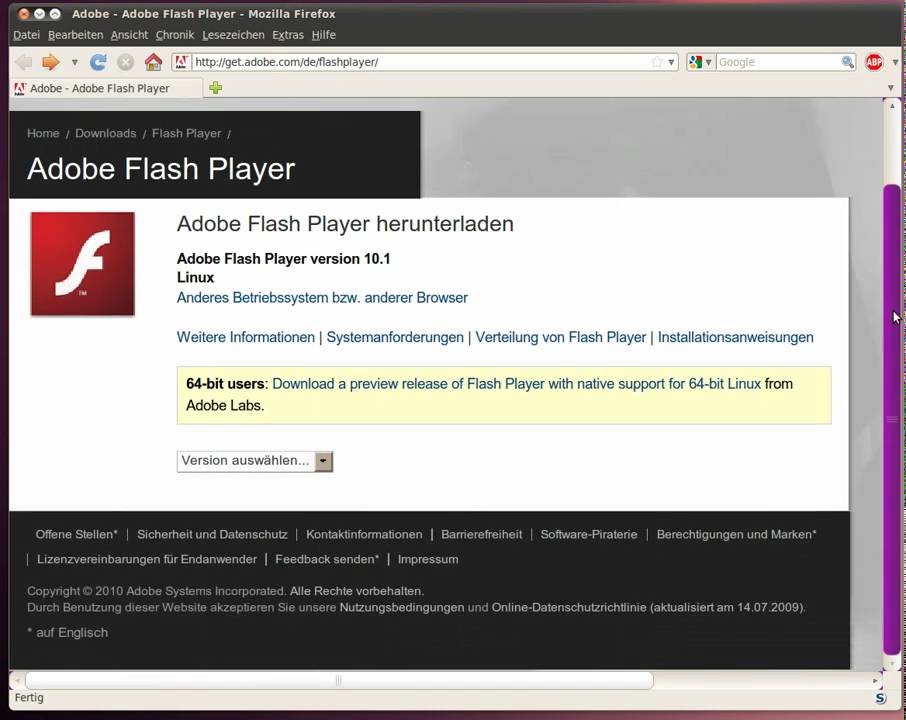 adobe flash playerwindows 10 64 bit