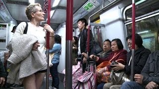 Legs bared in Hong Kong for annual No Pants commute