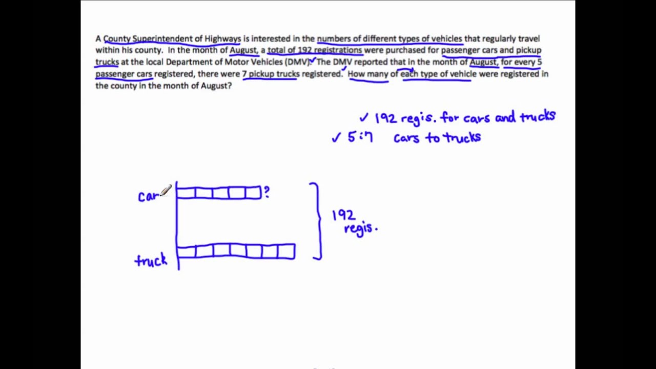 6.RP.3 - Solve Word Problems Using Tape Diagrams - YouTube