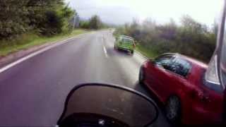 Car takes out my motorbike while I'm overtaking him on a rural main road