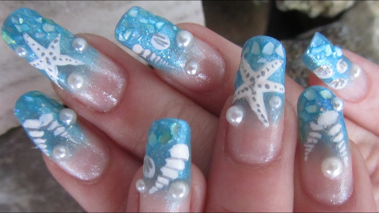 sea shell nail design