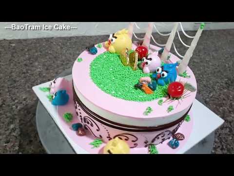 Decorate a funny Angry Birds shaped cake //65// Trang trí bánh kem hình Angry Birds ngộ nghĩnh