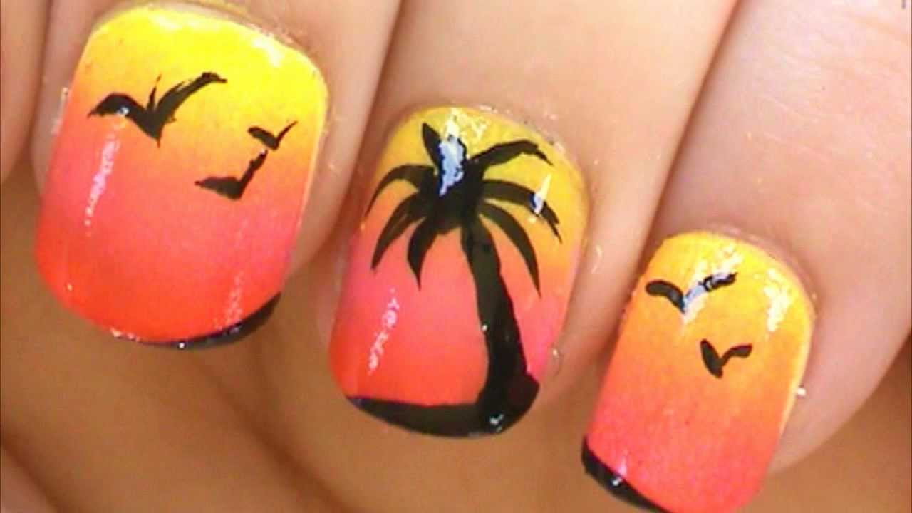 Palm Tree Nail Art Tutorial - YouTube