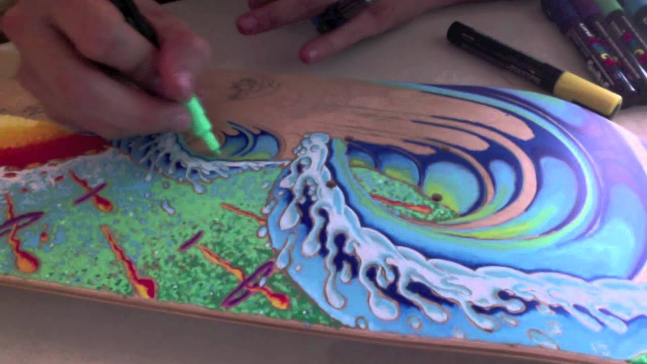 Painting a Skateboard With Posca Paint Pens 2011 YouTube