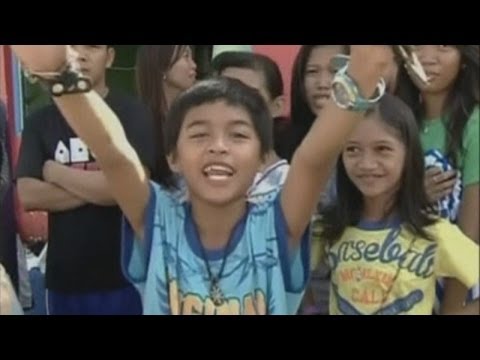 Children from an orphanage in Tacloban show their amazing fighting spirit in the wake of Typhoon Haiyan in the Philippines. Report by Sarah Johnston.