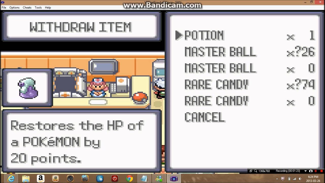 pokemon emerald visual boy cheats