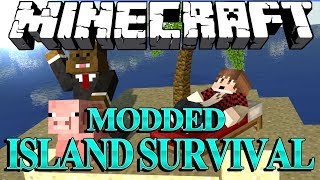 SHOTGUNS, KATANAS and SPEARS in Minecraft Modded Survival Island Let's Play w/ BajanCanadian! #8