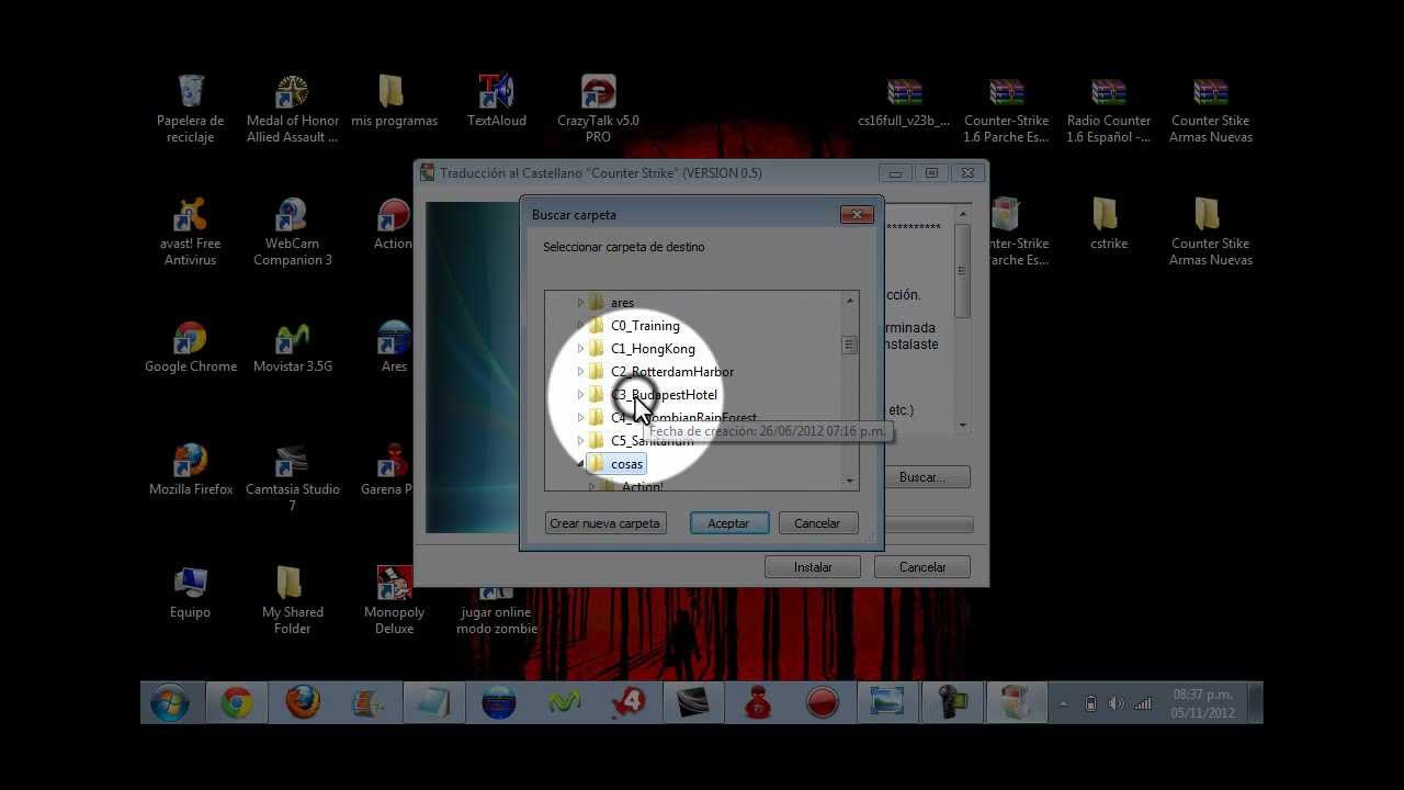 como instalar counter strike 1 6+parche de idiomas+armas+voces ...