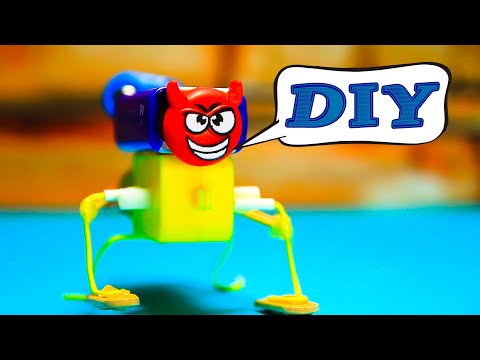 КАК СДЕЛАТЬ ЗАБАВНОГО РОБОТА. HOW TO MAKE A FUNNY ROBOT. DIY walking robot