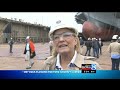 Dry dock flooding for USS Gerald R. Ford aircraft carrier