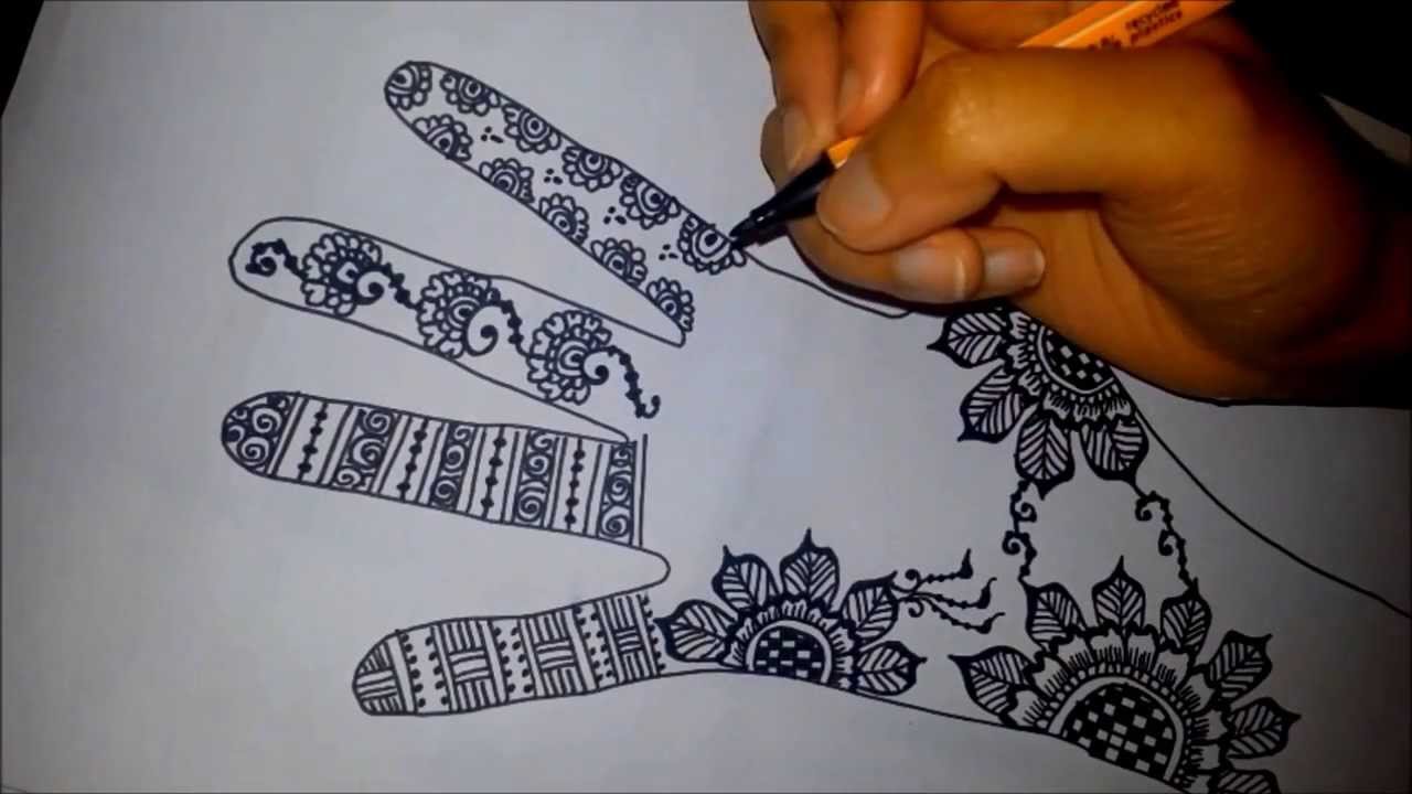 Arabic floral henna easy mehndi design on paper how to draw simple