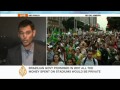 Brazilian President Dilma Rousseff has cancelled a planned trip to Japan after continuing mass anti-government protests across Brazil. 
Hundreds of thousands of people flooded the streets of Rio De Janeiro. 
They are angry about poor publics services and government corruption. 
There were also protests in more than 100 towns and cities across the country.  

Al Jazeera\'s Gabriel Elizondo reports from Sao Paulo.