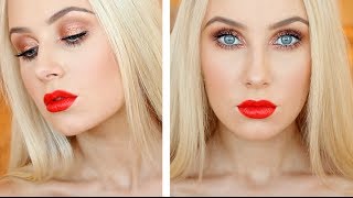 Copper Sparkle + Flirty Red Lips Makeup Tutorial! | Lauren Curtis