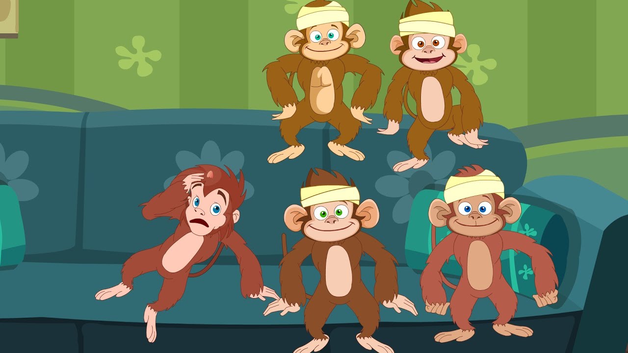 Five Little Monkeys - Nursery Rhyme - Youtube