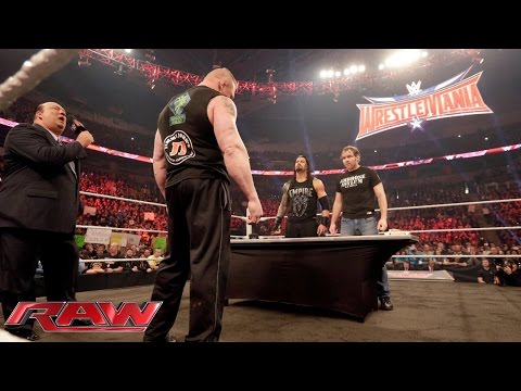 Dean Ambrose confronts Brock Lesnar during their WWE Fastlane contract signing: Raw, Feb. 8, 2016