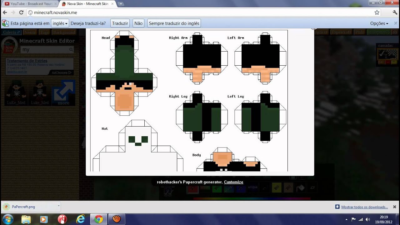 Com Com Sua Propio junior Seu papercraft minecraft YouTube  o Papercraft   Skin Fazer